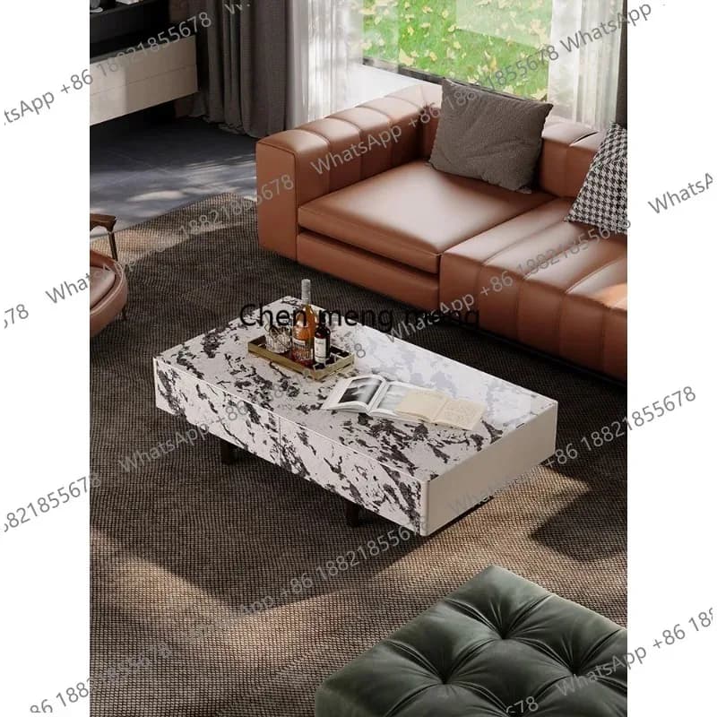 RR Luxury stone slate coffee table, luxury living room, Italian light luxury coffee table