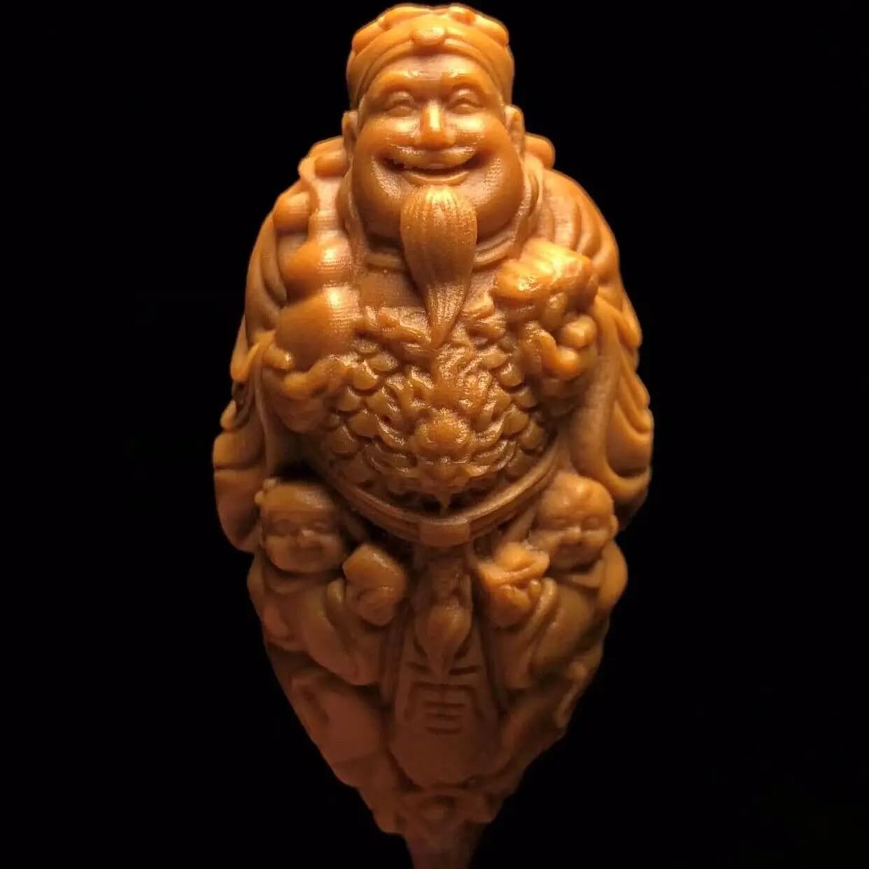 China Olive Dentoliva Carved Single Bead Wealth God Children Animal Bat