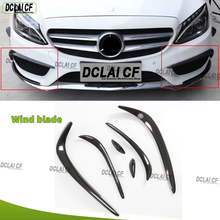 For Mercedes Benz C Class W205 Sports Editi 15-18 Carbon fiber wind knife fog lamp air vent decorative strip Upgrade body kit