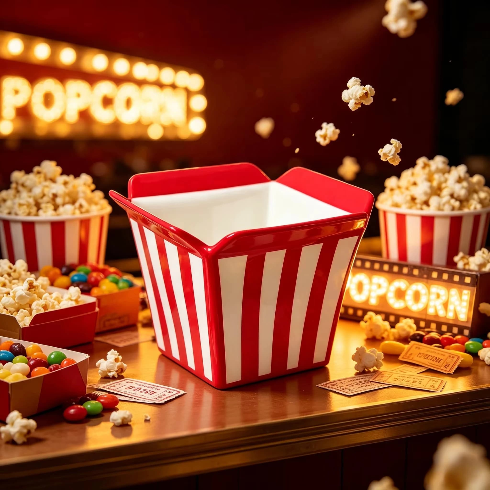 JIE 750ml Ceramic Popcorn Maker Bowl Cute Dessert Plate Microwave Safe Snack Bucket Kitchen & Living Room Decorative Storage
