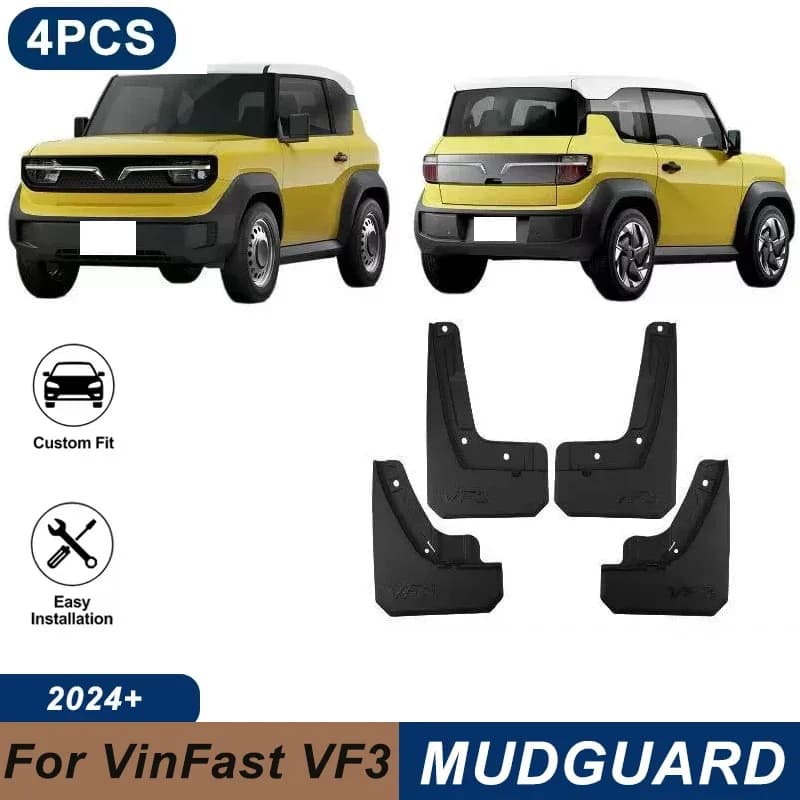 4PCS Car Mud Flaps For VinFast VF3 2024-2025 Waterproof Anti-Splash Fender Mudguards Auto Exterior Accessories