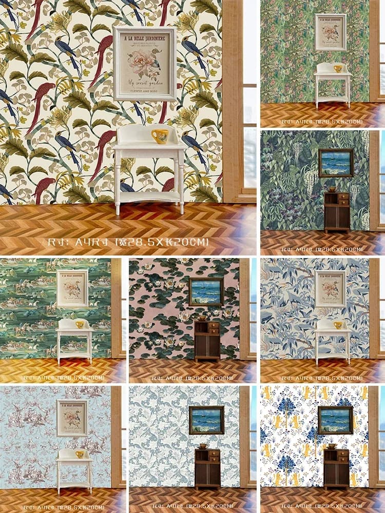 Ob11 Dollhouse Colorful Wallpaper Doll Background Board Stickers Photo Props Doll House Accessories Floor Wall Wallpaper Sticker