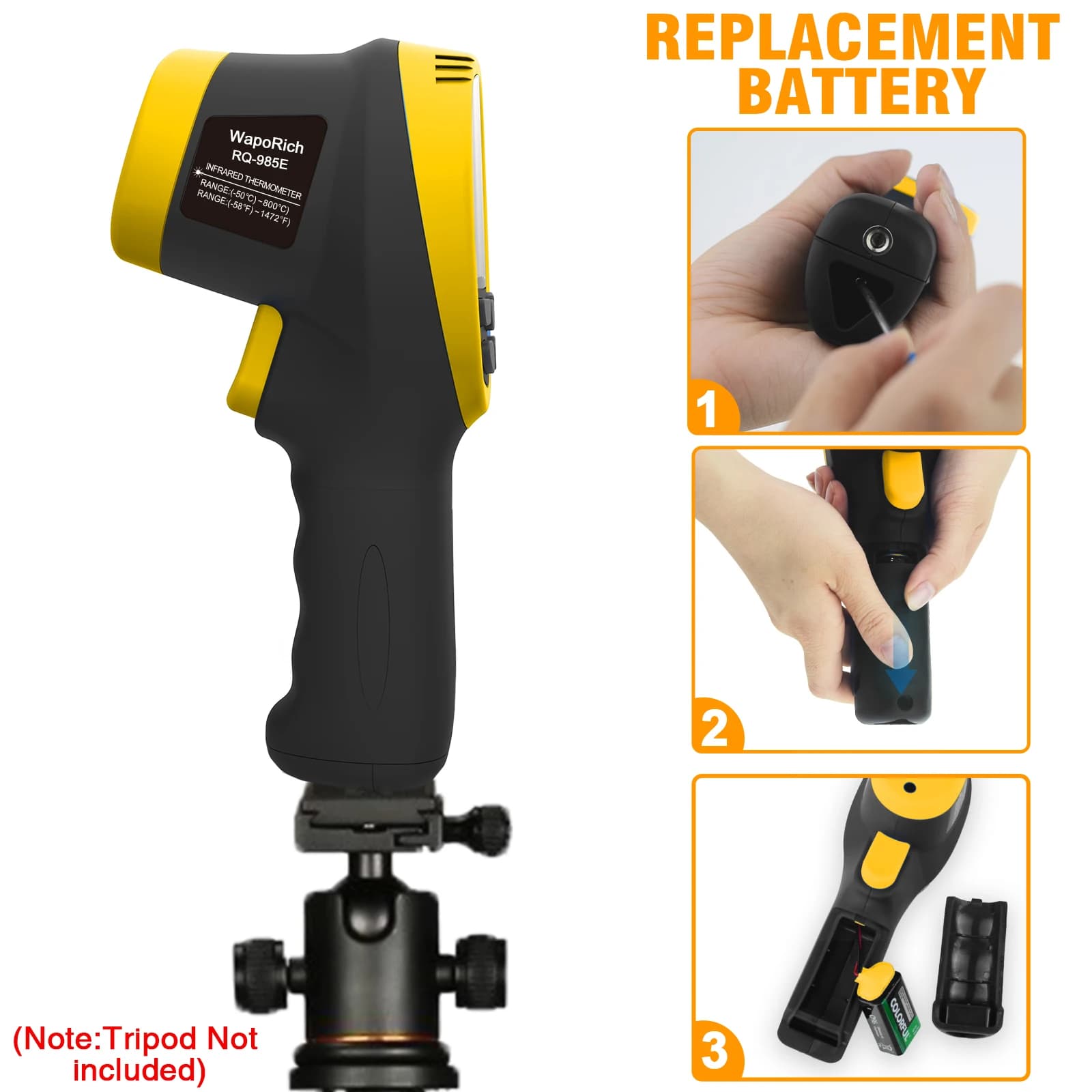 Dual Laser Non Contact Infrared Thermometer 16:1 D:S Industrial Digital Temperature Gun for HVAC Metal Surface Temp Measurement