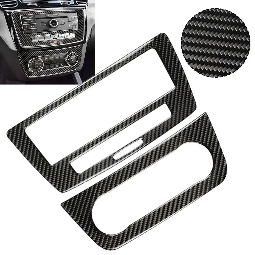 Black Carbon Fiber Car Inner Center Console CD Panel Trim For Mercedes For Benz GLE W166 2015-2019 Car Interior Accessories