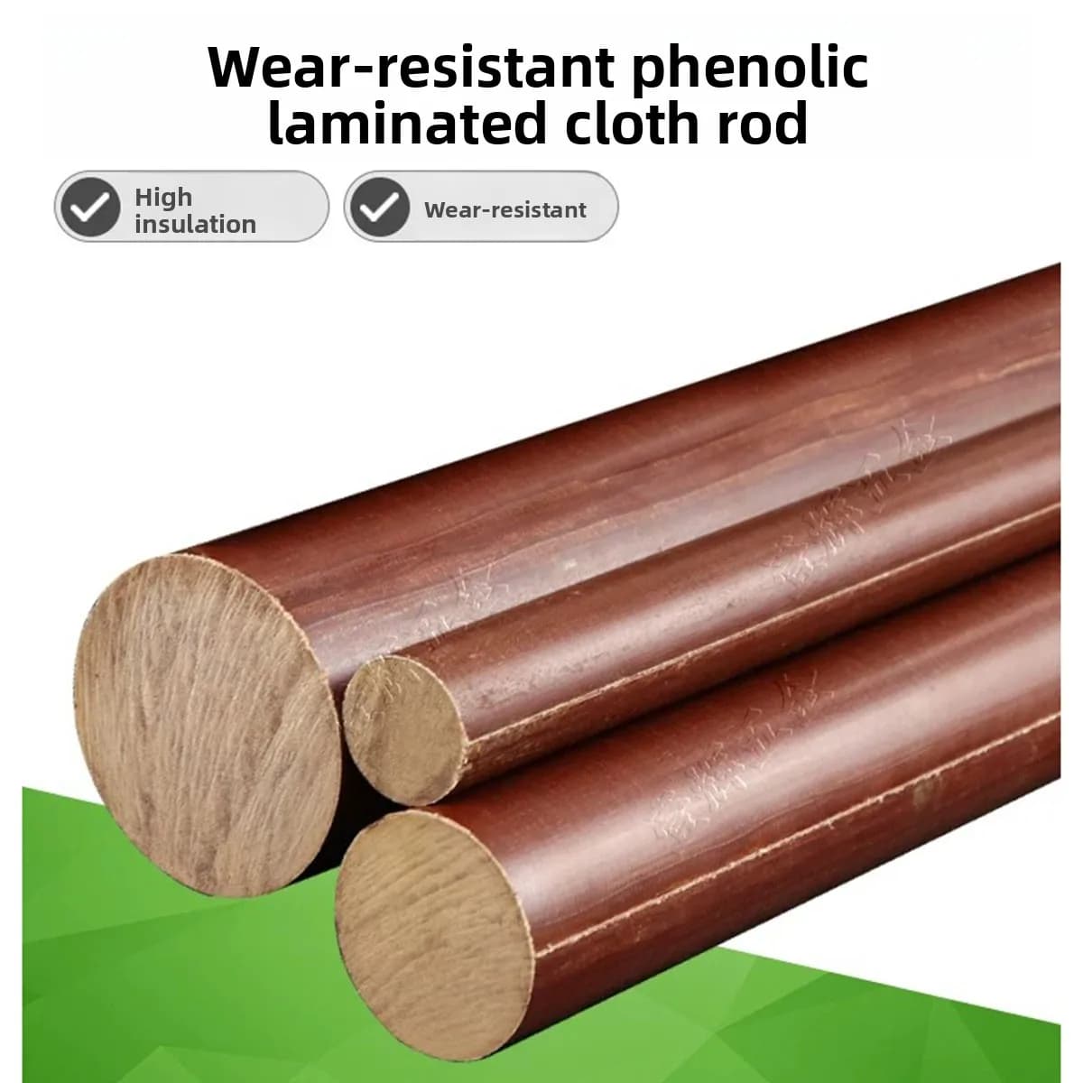 Round Bakelite Rod, High Temperature Resistant Phenolic Resin Laminated Cloth Rod Solid Insulating Electric Wood Rod for Machini