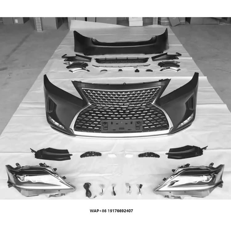Car Bumper 2009-2016 Change to to 2019-2021 with Front Bumper Grille LED Headlights Body Kit for  RX350 2009-2016