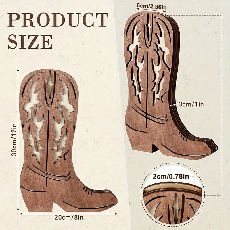 Bohemian Wooden Cowboy Boots Wall Flowerpot - Rustic Style Indoor Outdoor Green Plant Vase, Suitable For Bathroom And Bedroom