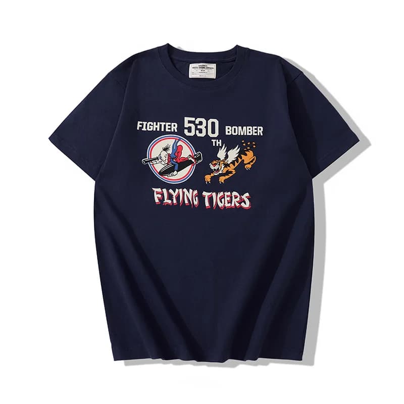 American Amikaji Workwear Casual T-shirt 530th Squadron T-shirt 200g American Military Retro Round Neck Short Sleeved TEE