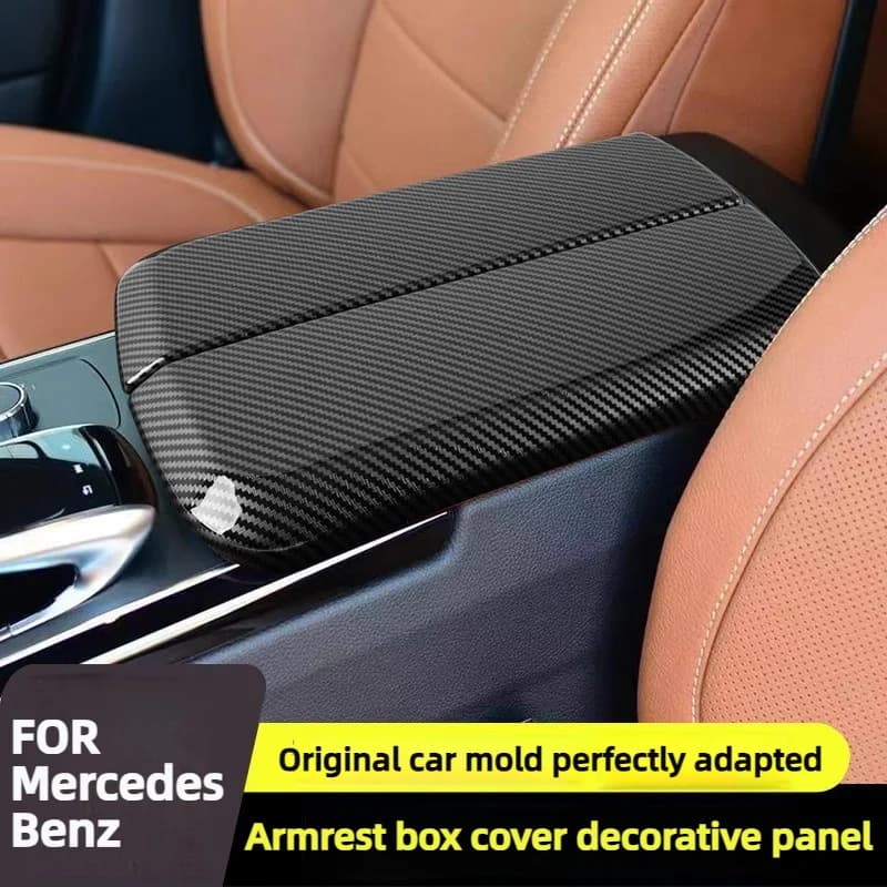 Car Center Armrest Box Panel Cover For Mercedes For Benz GLS400 GL450 GLE320 ML350 Armrest Cover Carbon Fiber Texture Sticker