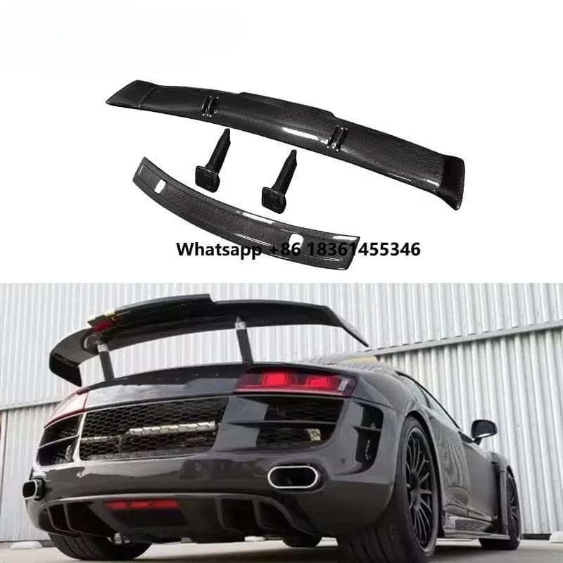 R8 2008-2015 Rear Trunk Wing Body Kit Car Auto Parts Accessories Car Bumpers P Style Carbon Fiber Rear Spoiler
