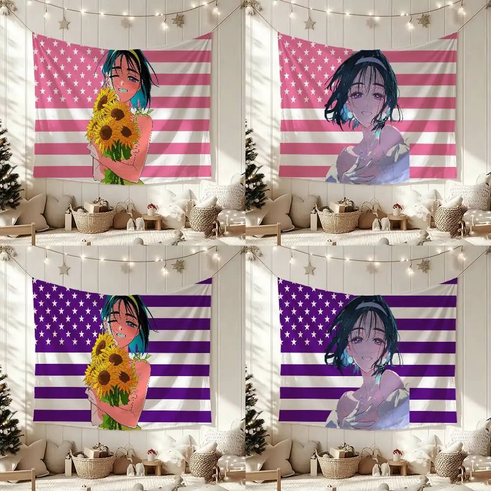 Sua K-Korean A-Alien Stage Flags Wall Hanging Background Art Banner for Bedroom Home Outdoor Decor