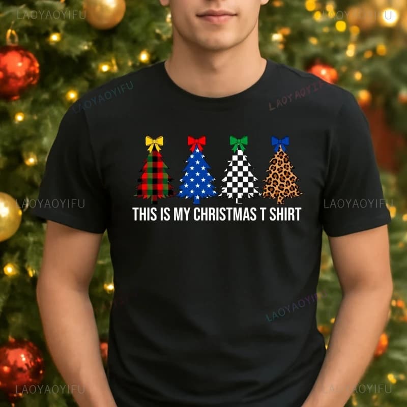 My Christmas T Shirt Printed Festive Tree Xmas Party Gift Unisex Tee Top Modal T-shirt New Style Shirts Round Collar Tees
