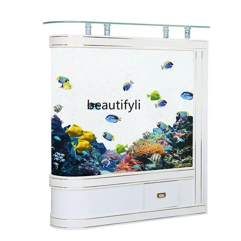 LXnew Floor Fish Tank Aquarium Living Room Screen Chinese Style Entrance Ecological Side Filter Household LargeSSS