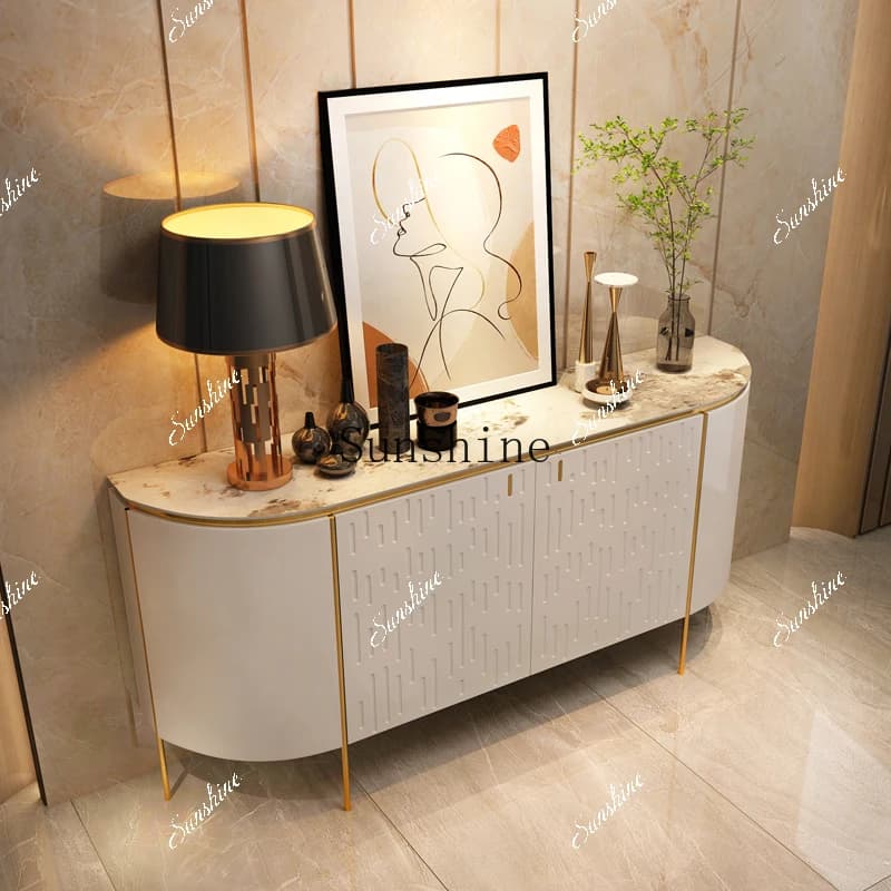 Italian light luxury entrance large flat floor high-end living room rock slab decorative cabinet  FT
