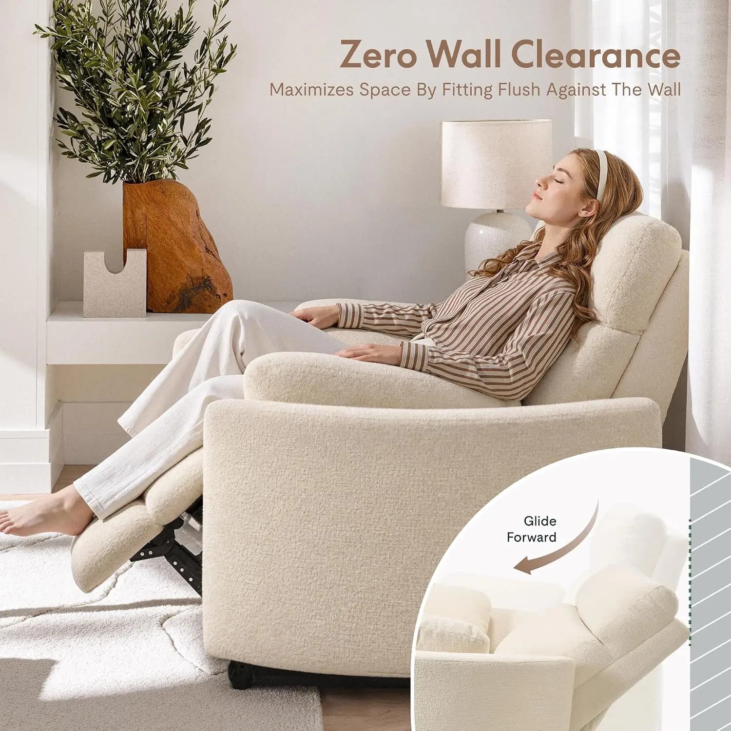 Mochi-Pro 54" Zero-Wall Power Recliner, 450 lbs, Anti-Pinch