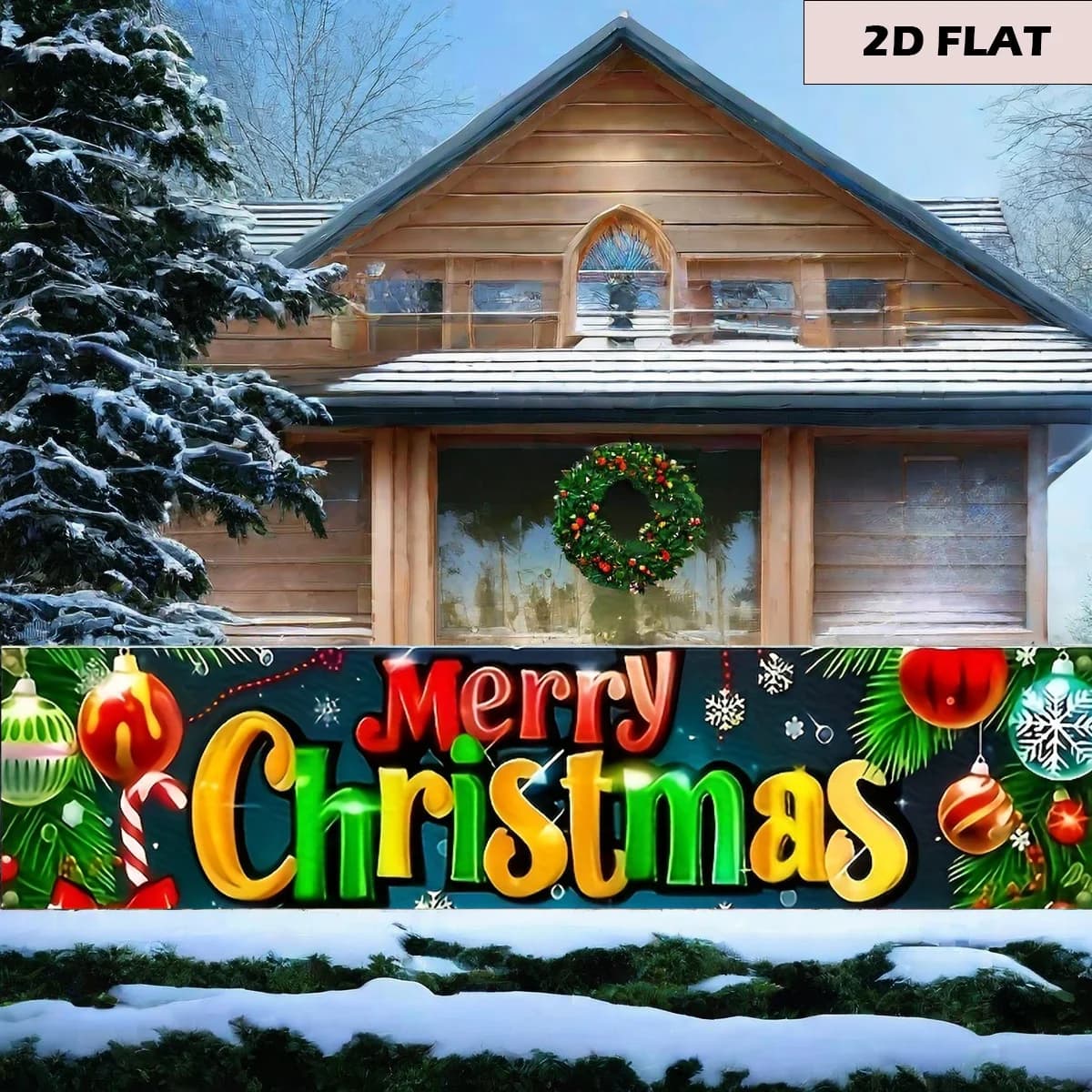 Christmas and New Year Greetings 200x45cm Featuring Candy Stick Banner, Durable Polyester, Christmas & New Year Decorations