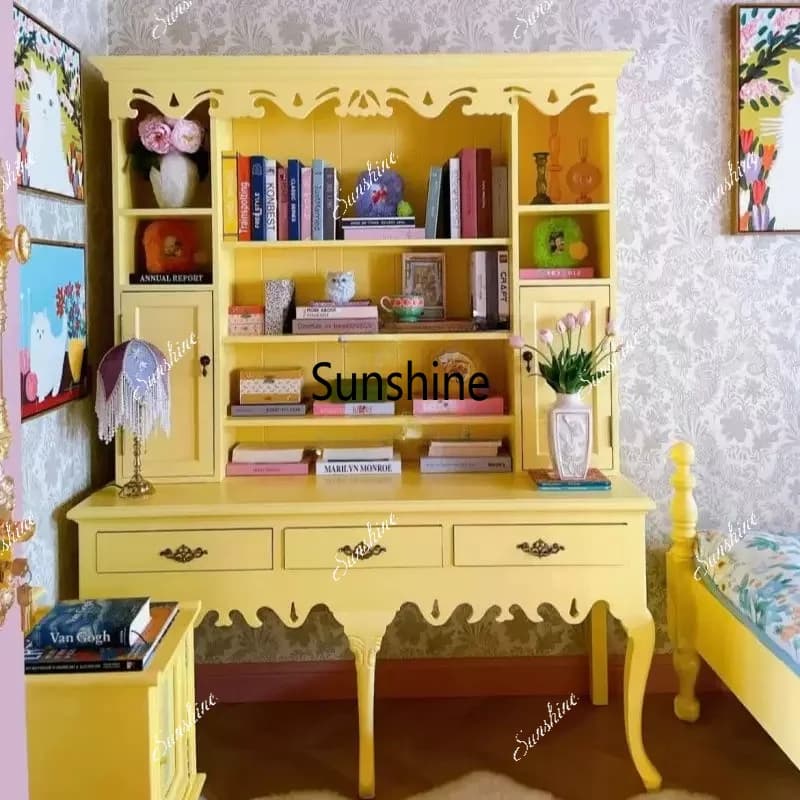 French retro solid wood cabinet classical writing table/simple modern drawer decoration