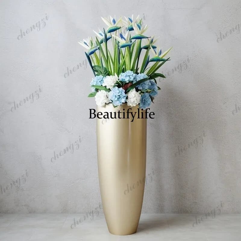 A95 modern fiberglass floor-to-ceiling large vase shopping mall hotel Meichen soft decoration ornament