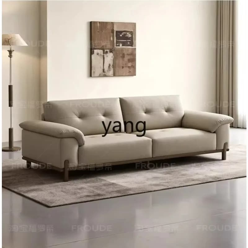 LTT Italian simple leather small apartment sofa living room three-person straight row leather art sofa