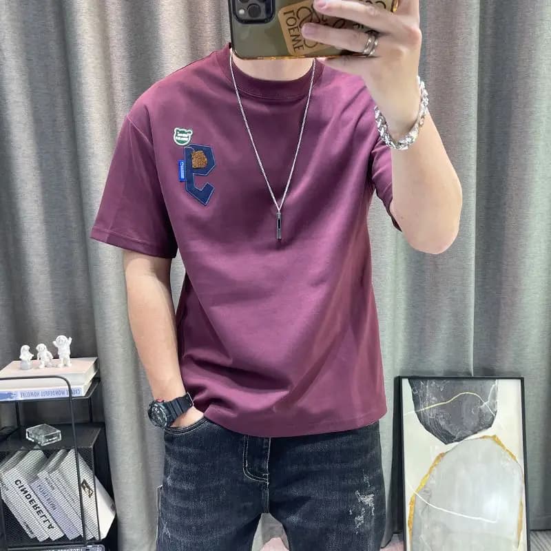 Men's Fashion Round Neck Short Sleeve Cartoon Print Casual T-Shirt Summer New Loose Korean Top