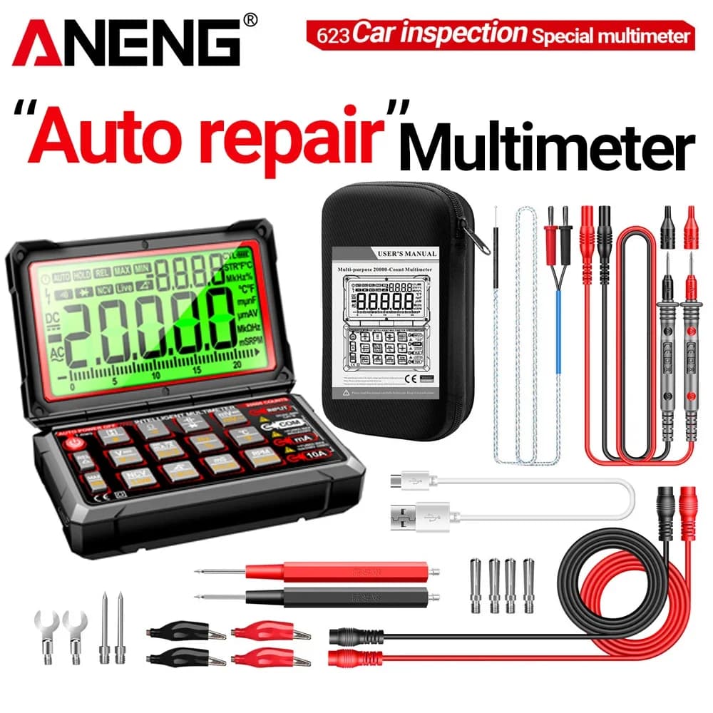 Digital Multimeter Auto Repair Tester 20000 Counts NCV Voltage Detection ANENG 623 AC DC Current Voltage Multifunction Detector
