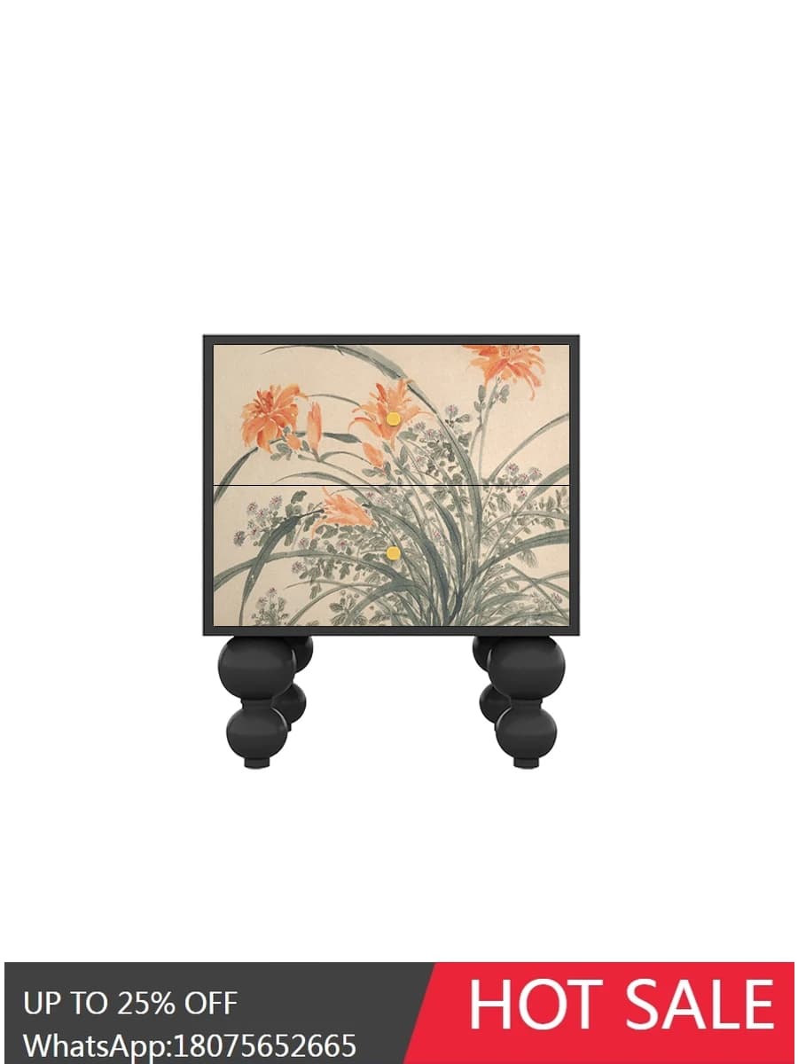 MJY antique ink painting bedside sofa corner storage bedroom solid wood locker