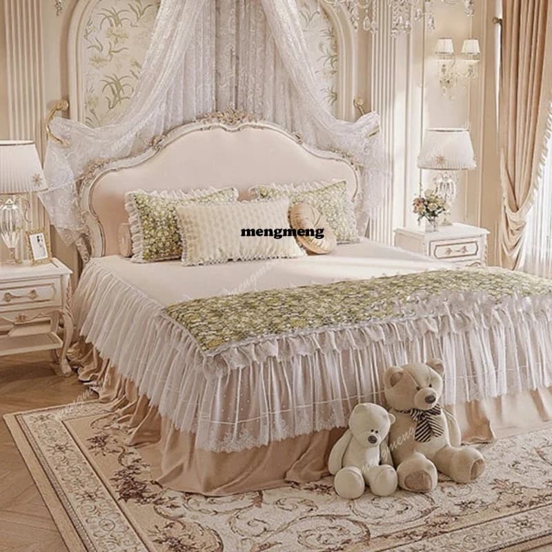 European Frame Double Bed Luxury Design Unique Pliable Queen Size Double Bed Wooden Camping Modern Cama Matrimonial Furniture
