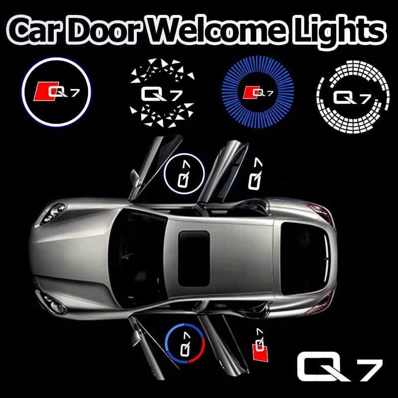 2PCS LED Car Door Courtesy Logo Welcome Ghost Shadow Projector Lamps Styling Accessories For Audi Q7 Auto Decor Accessories
