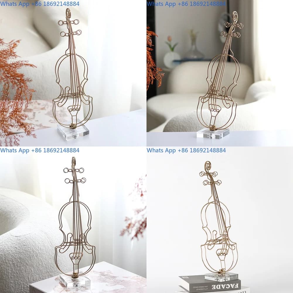 Minimalist Violin Metal Line Decor for Hotel Lounge Music Bar Model Room Luxury Instrument Soft Decoration