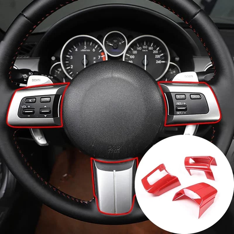 For Mazda MX-5 NC 2009-2014 ABS Carbon Fiber Steering Wheel Decorative Frame Panel Cover Trim Car Interior Accessories