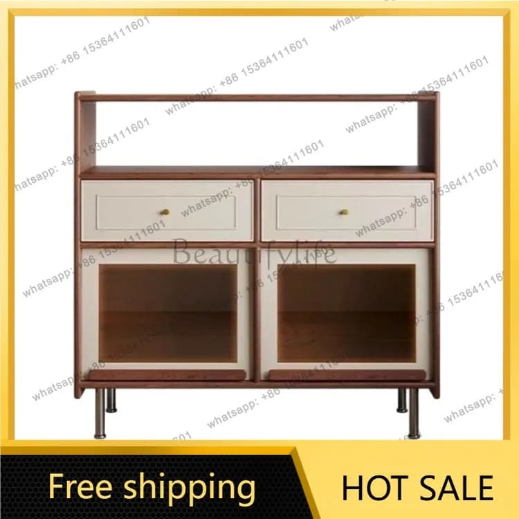 LS antique solid wood dining side cabinet small apartment retro entrance storage household tea and wine cabinet