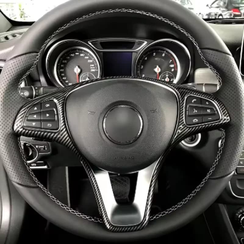 Car steering wheel button frame decoration covered with decals decorated For Mercedes Benz E-Class 2016-2020