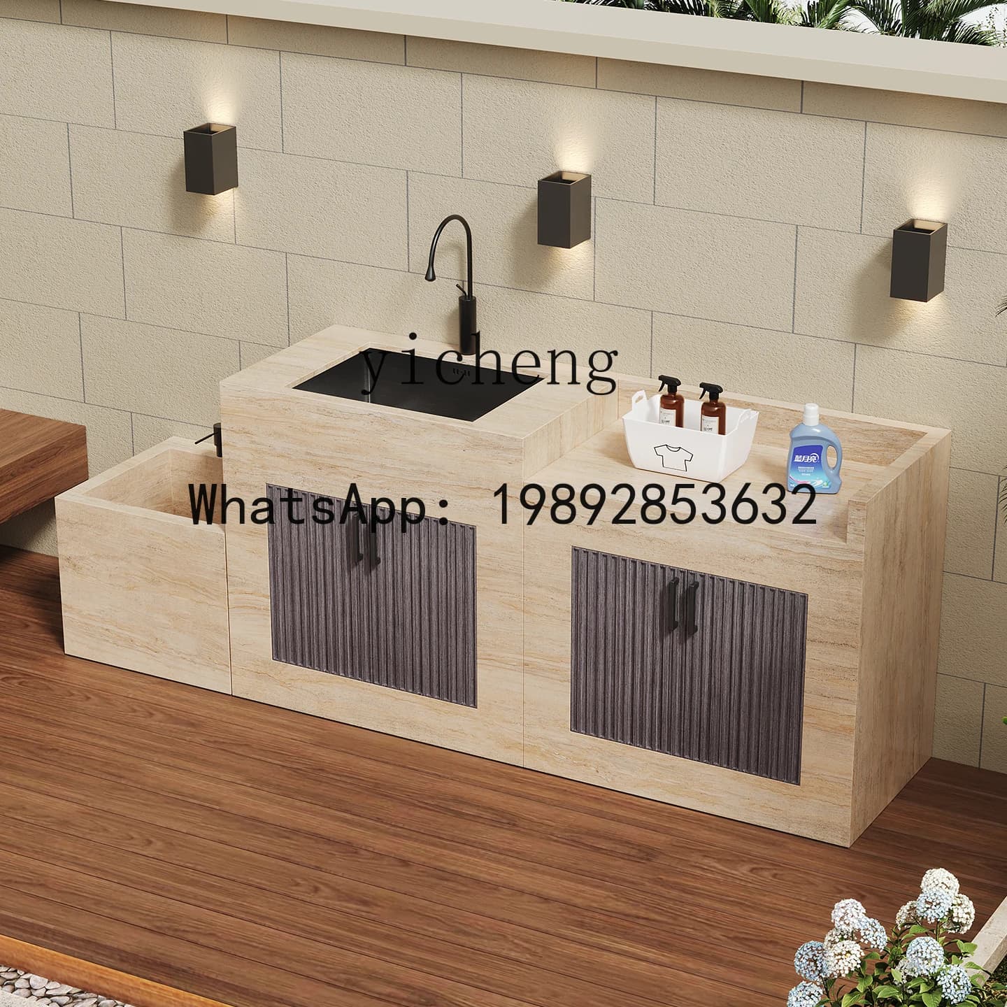 X2 Column Courtyard Island Wash Basin Operation Table Combination Mop Sink Outdoor Stainless Steel Sink Basin
