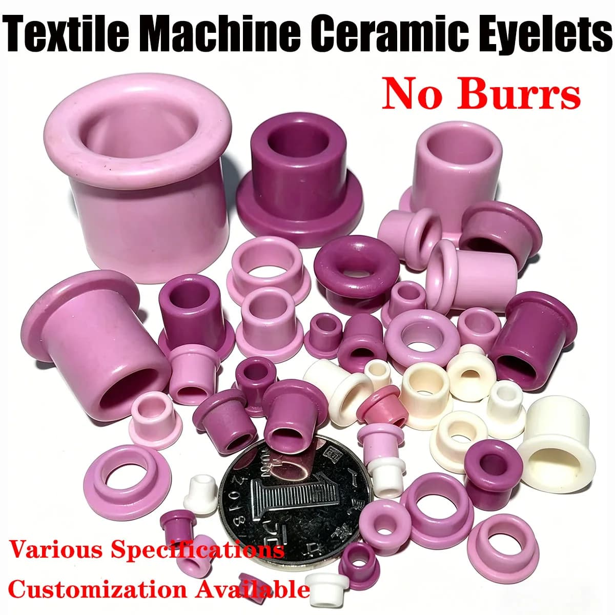100pcs 95/99 High Wear-Resistant Textile Ceramic Eyelets Smooth Yarn Thread Guides for Weaving Machines