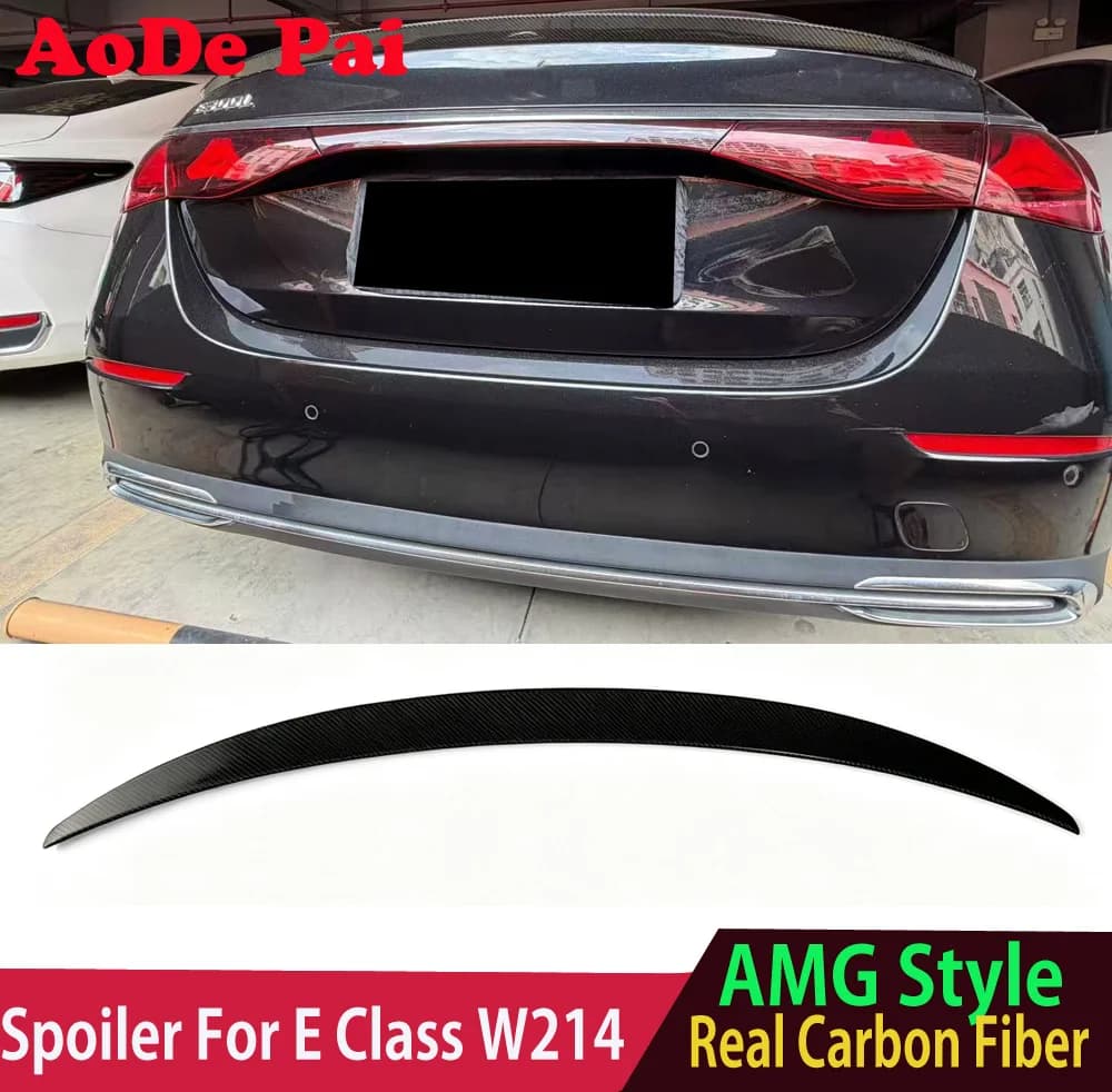 Real Carbon Fiber Rear Boot Trunk Lid Ducktail Spoiler For Mercedes E Class W214 2024-2026 E260 E53 E63