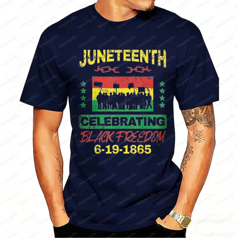 Men's Juneteenth Celebrating Freedom Graphic T Shirt 1865 Breaking Chains Casual Cotton African American Emancipation Day Tee