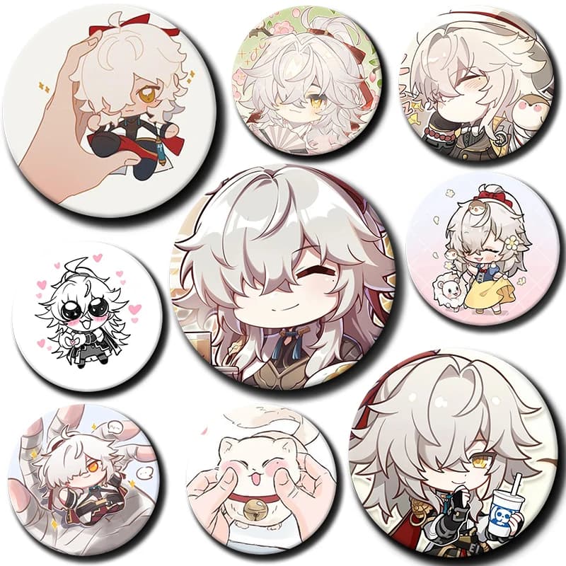 58mm Game Honkai Star Rail Brooches Anime Cartoon Figure Jing Yuan Yanqing Badge Pin Bag Accessories Cosplay Jewelry Fans Gift