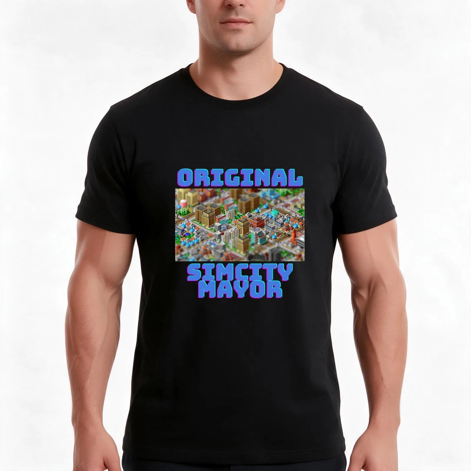Original Simcity Mayor - Maxis City Builder Simulation Sim City Retro PC Gamer Design T-Shirt, Summer Casual Cotton Tee
