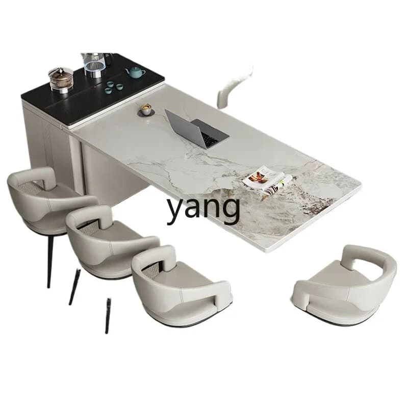 LH  dining table integrated dual-purpose light luxury modern high-end office home tea table and chair combination