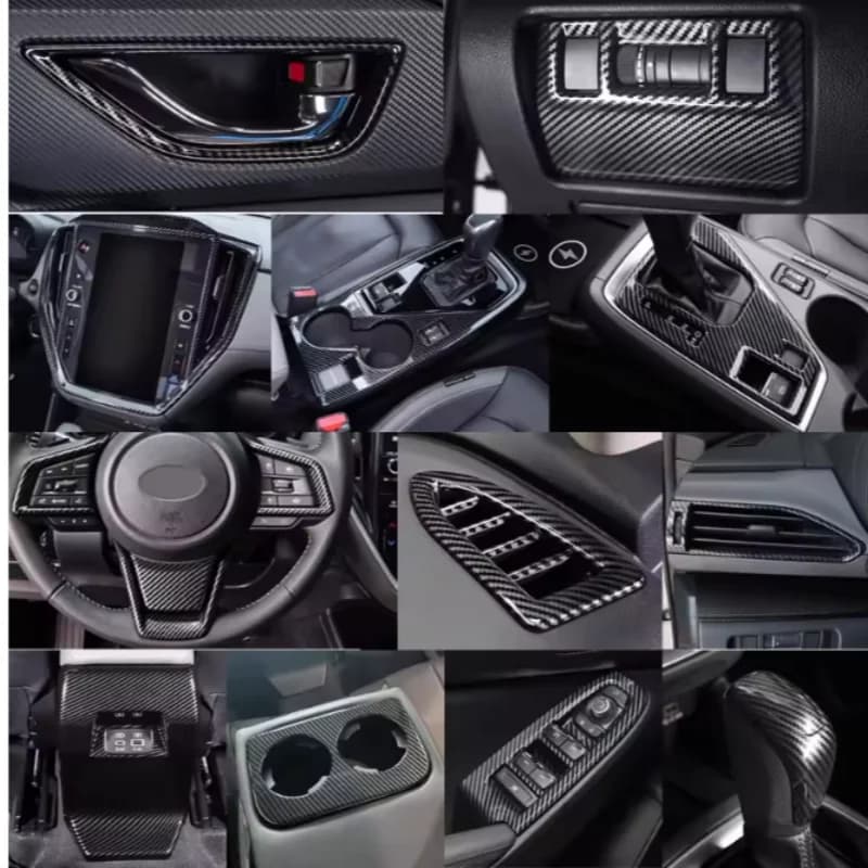 LHD For Subaru Crosstrek 2024 - 2025 ABS Carbon Fiber Gear Shift Panel Inner Door Handle Bowl Window Switch Cover Car Accessorie