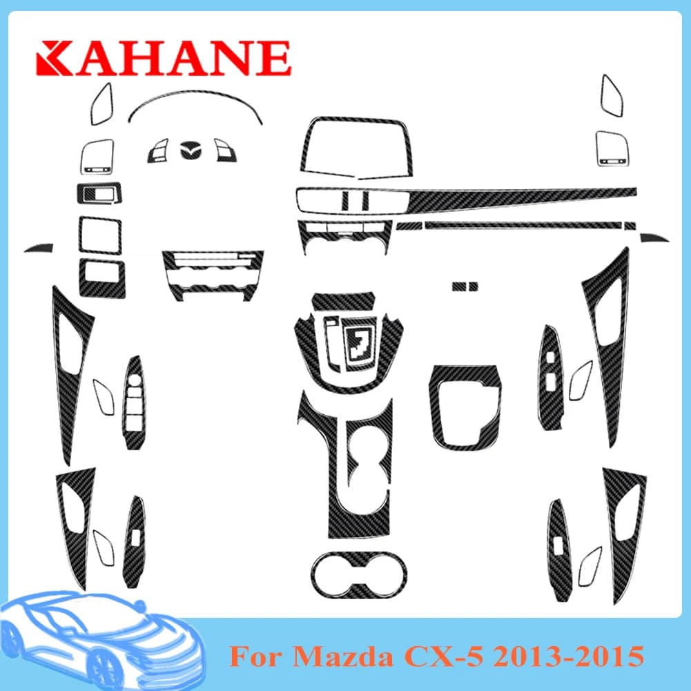 Carbon Fiber Car Stickers For Mazda CX-5 2013-2015 Dashboard Trim Interior Mouldings Decorative Cover Accessories