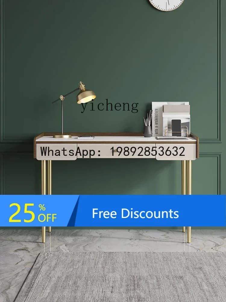 LYY Stone Plate Desk Chair Modern Simple and Light Luxury Study Table Writing Desk Home Study