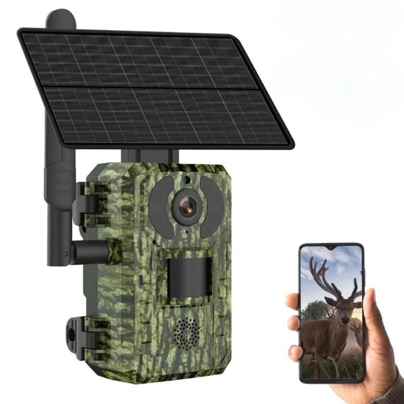 4G Sim Solar Trail Game 940nm Infrared PIR Detect Waterproof Wildlife Hunting Camera 2K HD for Home Security Wildlife Monitoring