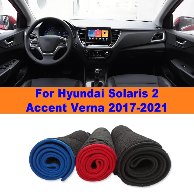 Anti-Glare Dashboard Cover Dash Mat Non-Slip Sun Shade Pad Interior Protector For Hyundai Solaris 2 Accent Verna 2017-2021 2018