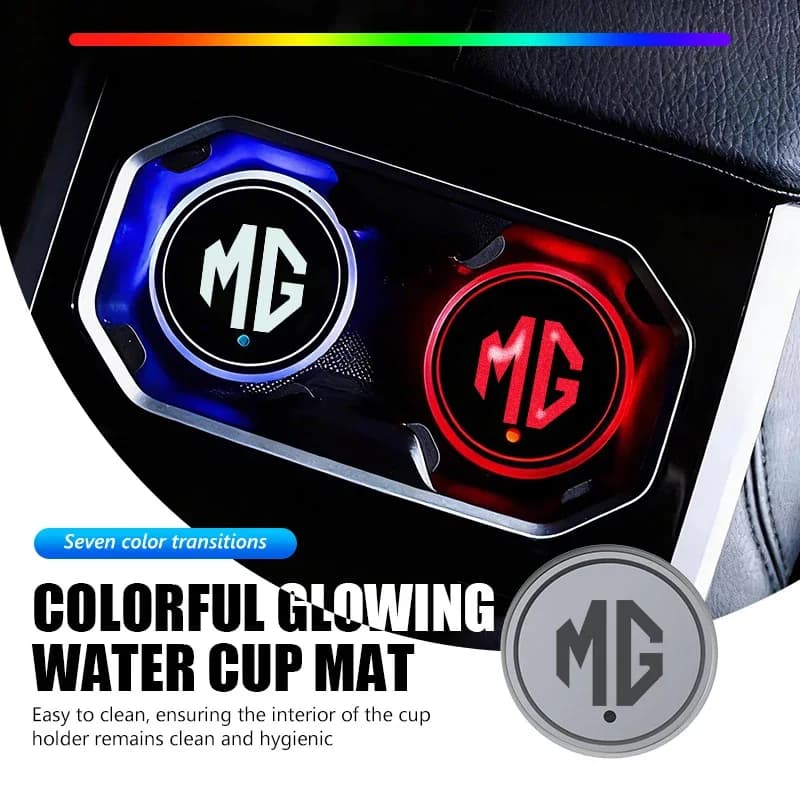 2pcs 7 Color LED Car Cup Coaster Luminous Water Cup Pad Interior Light for MG7 MG6 MG5 MG4 EV HS ZS GT ZR GS TF