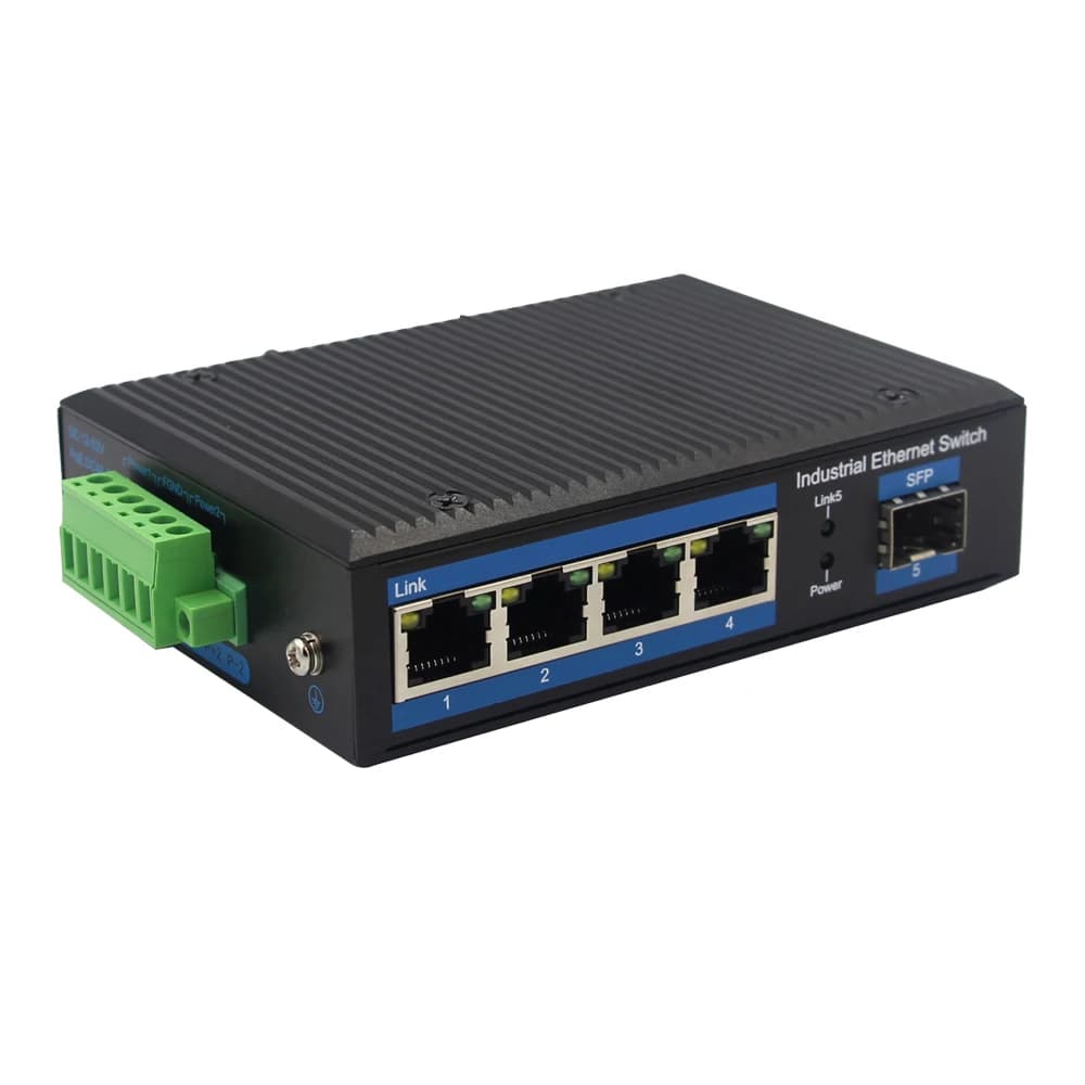 5 Ports PoE Switch Full Gig  it Industrial Network Switch 4* Rj45+1 SFP Port Media Fast Ethernet Converter