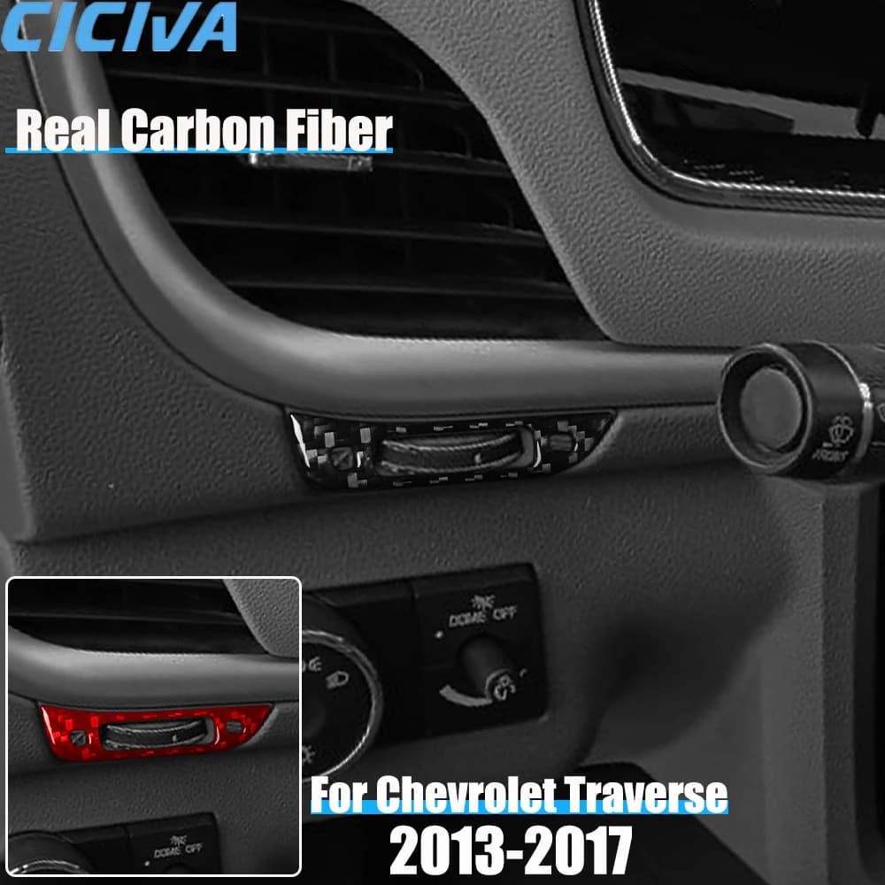 Real Carbon Fiber Car Accessories Dashboard Air Vent Trim Cover Soft Sticker For Chevrolet Traverse 2013 2014 2015 2016 2017