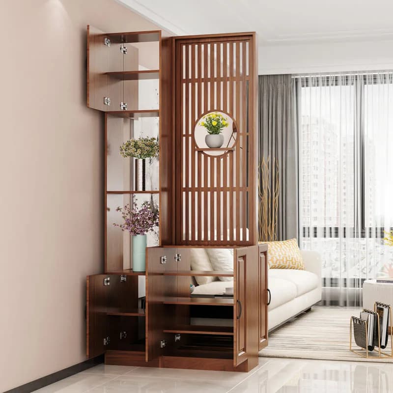 CX new Chinese-style screen entrance entrance shoe cabinet integrated modern simple living room double-sided partition cabinet