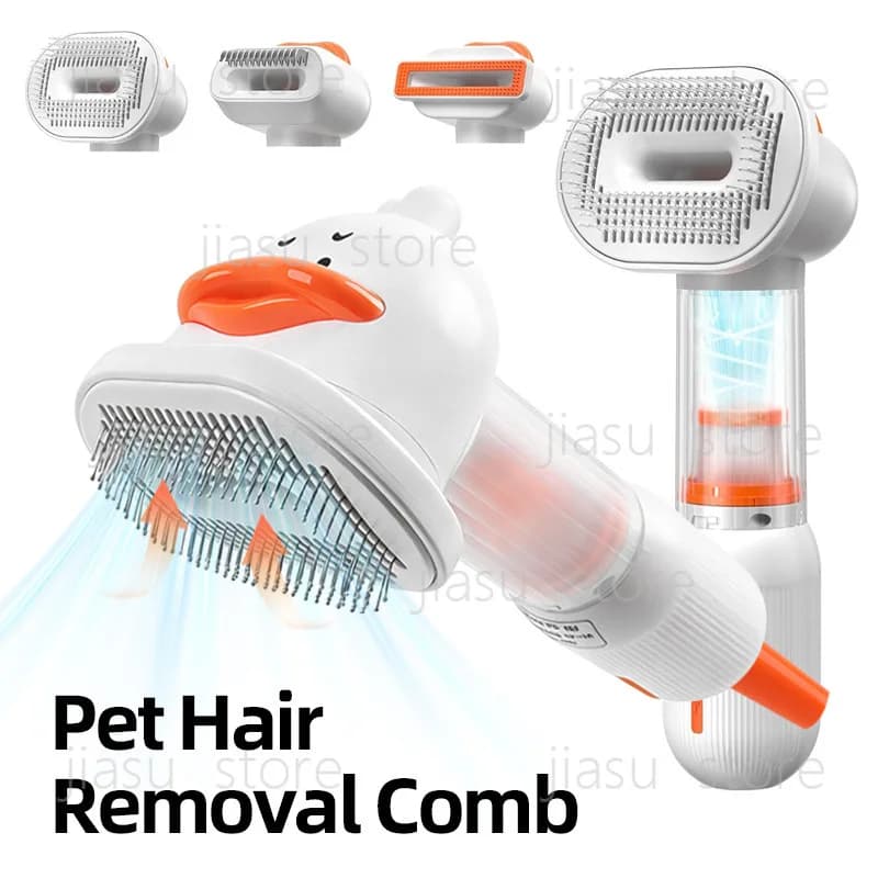 Multi-functional Pet Hair Remover Comb 4-in-1, Detangling Groomer for Dog Cat Loose Fur Cleaning & Blowing
