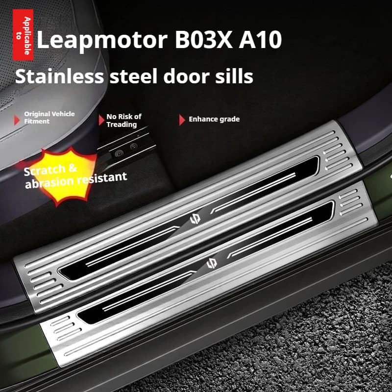For Leapmotor B03X A10 Car Stainless Steel Threshold Strip Welcome Pedal Protection Strip Door Shell Patch Protect Accessories